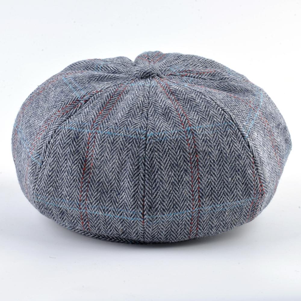 Gorros octogonales de tela de algodón para hombre, gorro de pintor a rayas para Newsboy, boinas informales de invierno para hombre, gorra Boina cálida de doble capa para otoño