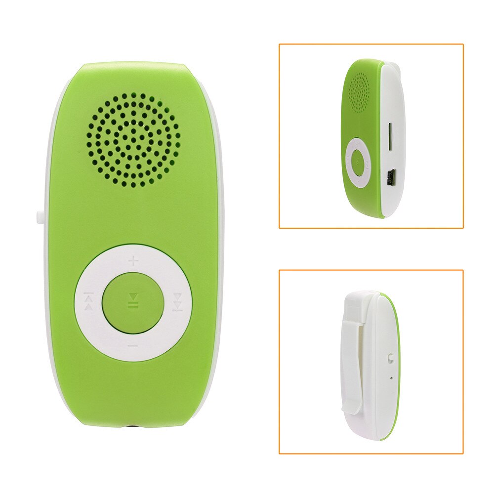 Pince USB lecteur MP3 prise en charge carte SD TF 32GB Sport musique médias haut-parleur intégré USB Hi fi lecteur de musique avec carte sd: GN
