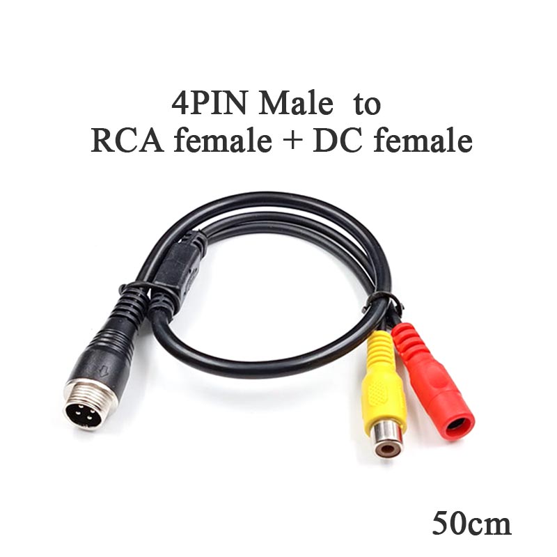 4 PIN Female to RCA Female Cable,M12 4PIN Shockproof Waterproof to RCA Video +DC Connector Adapter Wire,for CCTV 50 cm: 1