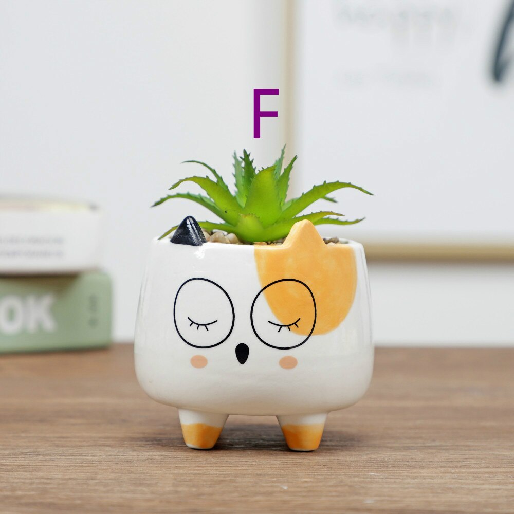 Dessin animé Animal Pot de fleur Pot d'intérieur Succulent plante Pot décoration de la maison artisanat décoration: F