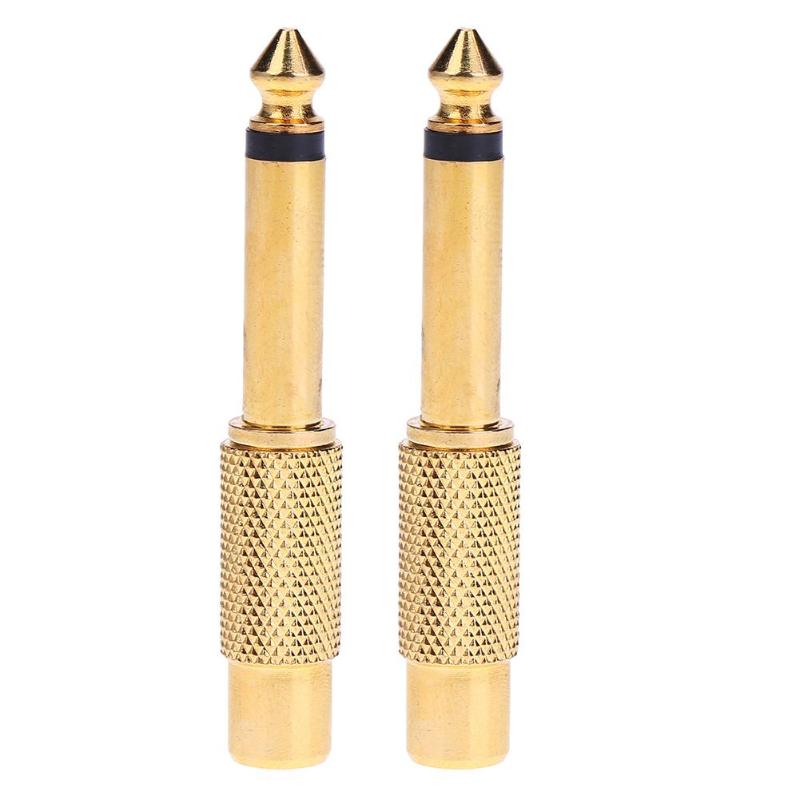Audio Stereo Adapter Plug Converter Headphone 1pc 6.35mm 1/4in Mono Male Jack to RCA Female Plug Audio Adapter Connector