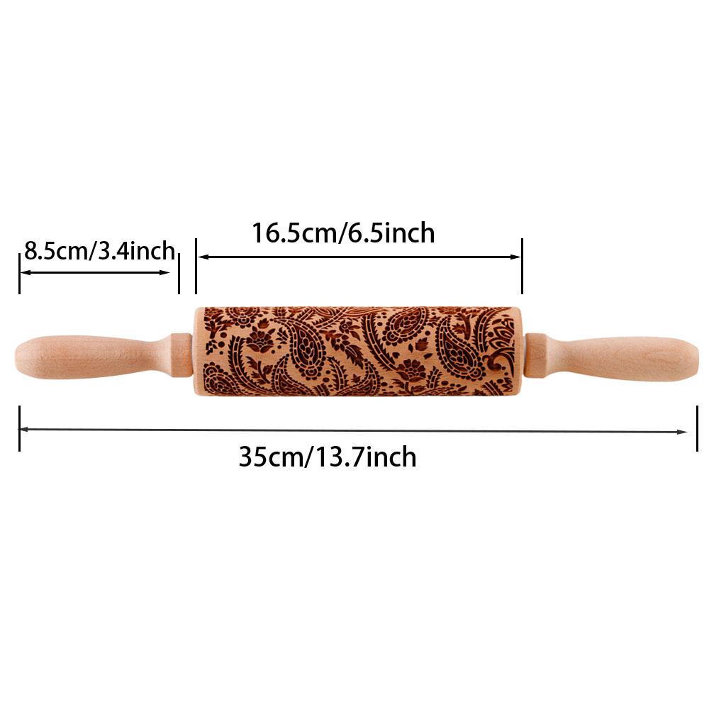 1 pcs Wooden Sunflower Embossed Rolling Pin with Pattern for Kitchen Pastry, Baking Tools, Deep Engraving Cookies Stamp Tool