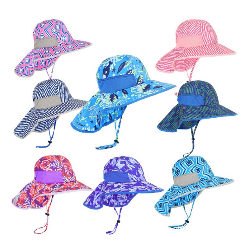 kid Bucket Hat Wide Brim Children Beach Sun Hat Summer Girls Boys Outdoor Travel Casual Hiking Hats