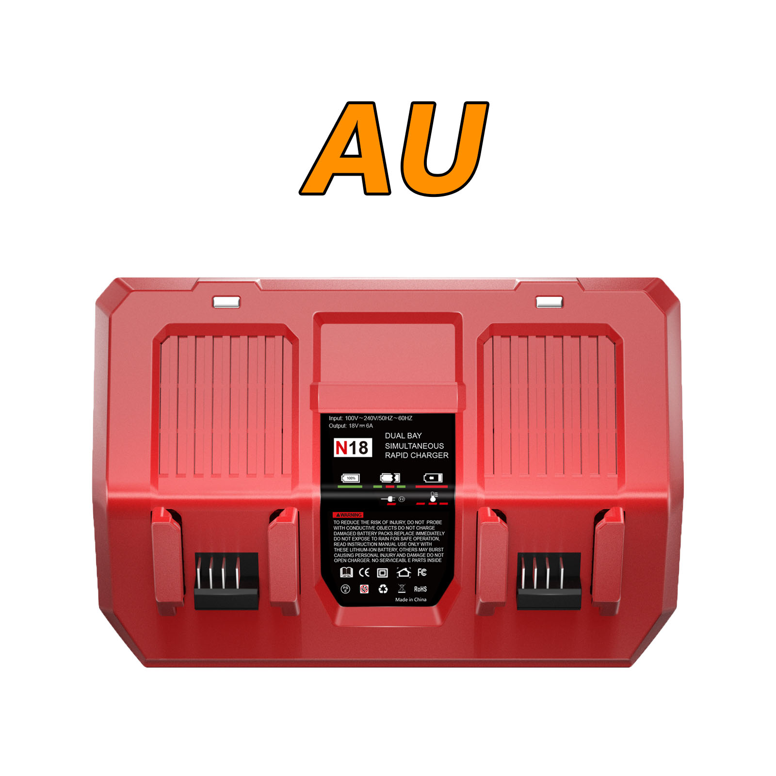 Pour batterie Milwaukee M18 double chargeur 6A 18V pour batterie Li-ion Milwaukee M18B5 XC 48-11-1815 48-11-1850 2604-22 2604-20: BLEU CIEL