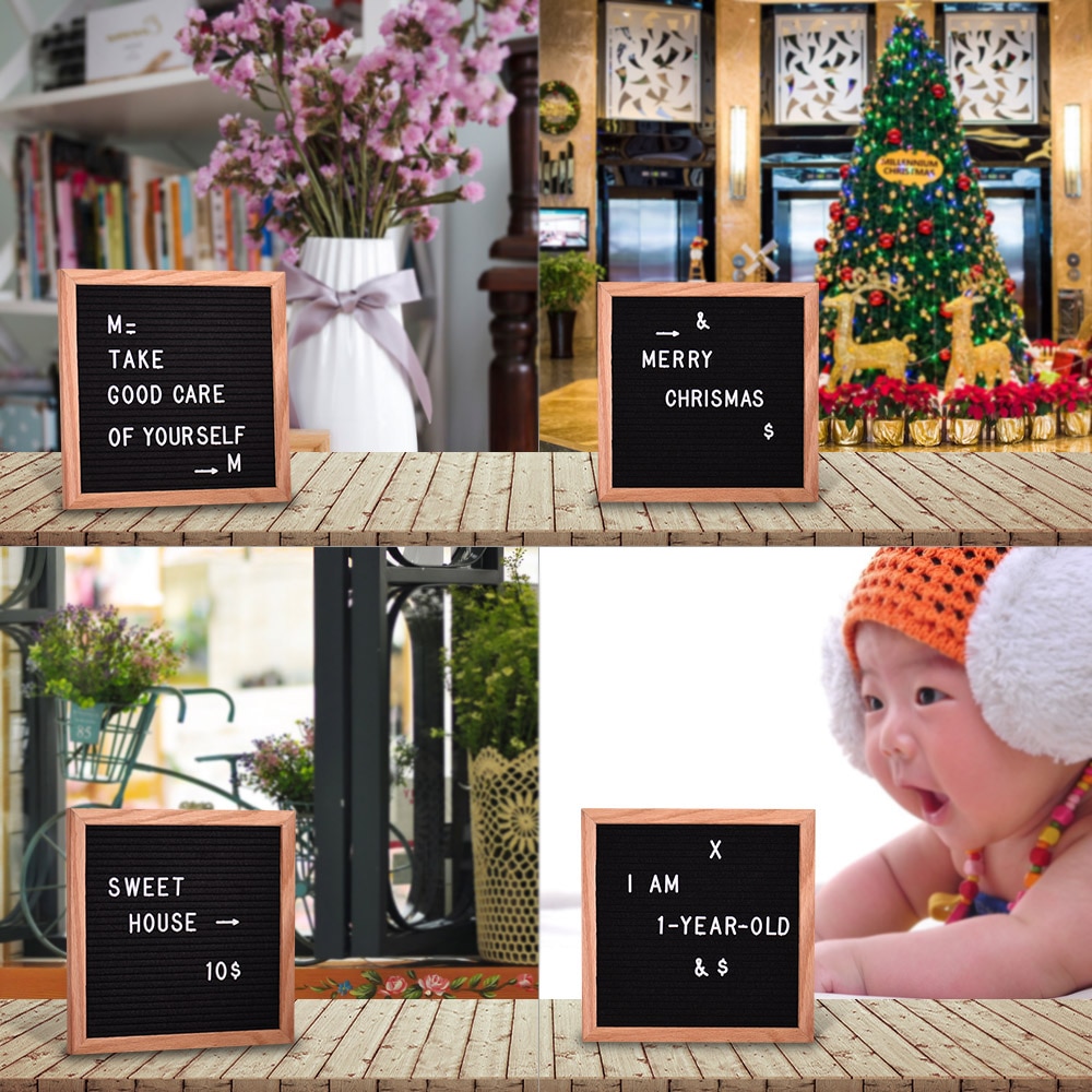 NNRTS Letter Board Sign Message Home Office Decor Board Oak Frame White Letters Symbols Numbers Characters Bag office