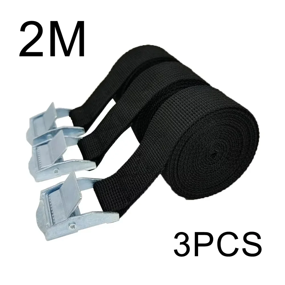 3 pçs 2m fivela tie-down cinto cintas de carga para carro motocicleta bicicleta com fivela de metal corda de reboque forte cinto de catraca para saco de bagagem: Default Title