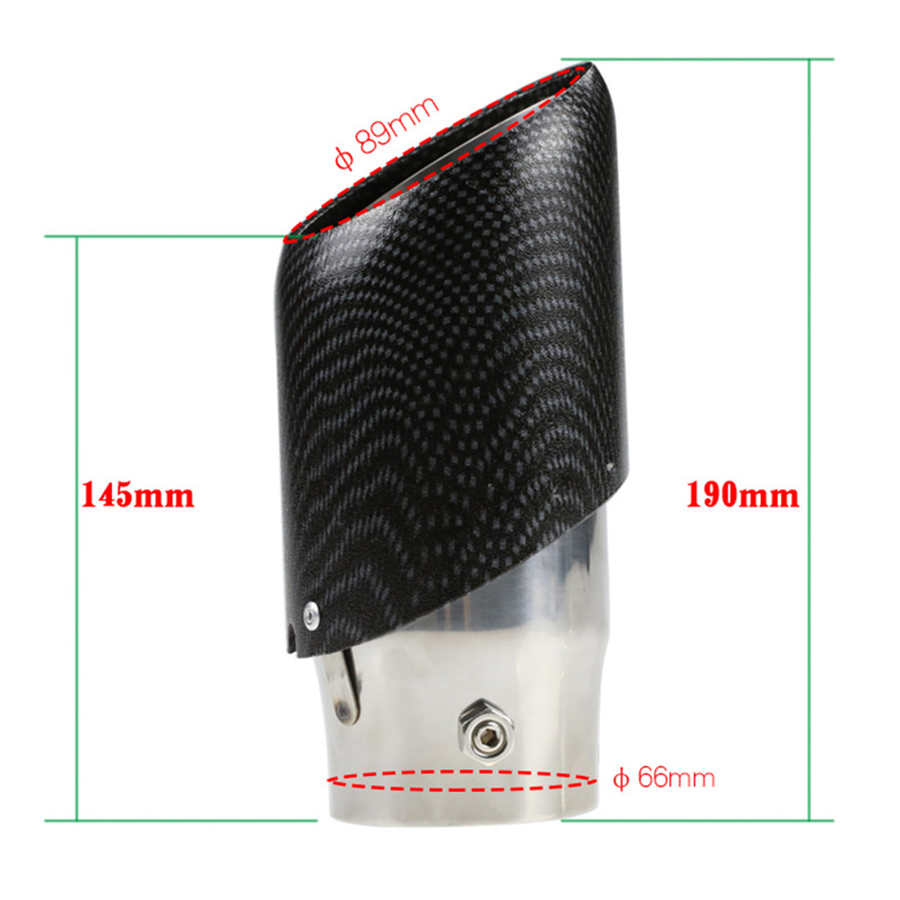 1Pc Universele Auto Carbon Fiber Gestreepte Uitlaatpijp Uitlaat Staart Keel Rvs 66Mm Inlaat