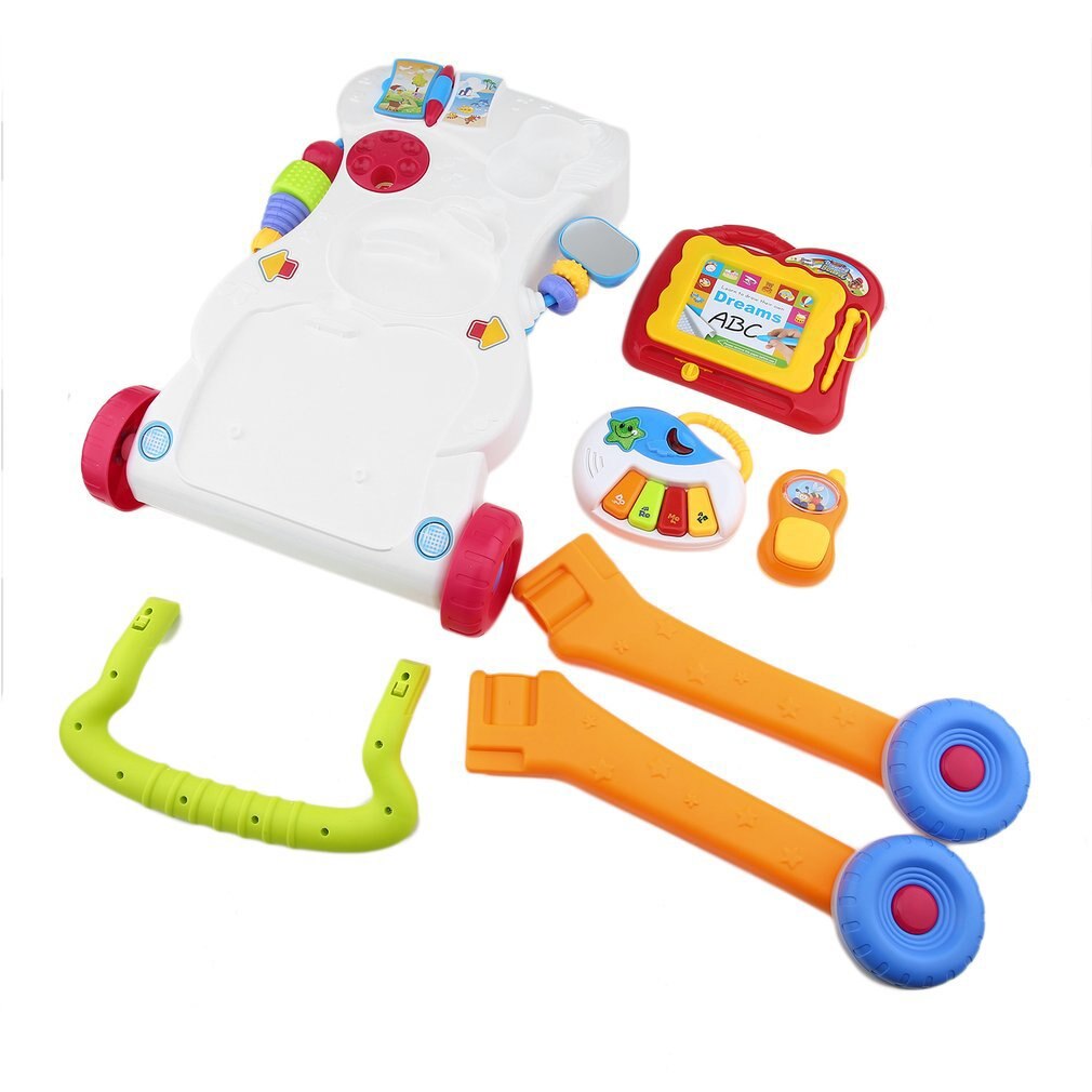 Baby rullator multifunktionel lille barnevogn sidde-til-stå rullator til børns tidlige læring med justerbar skrue: Default Title