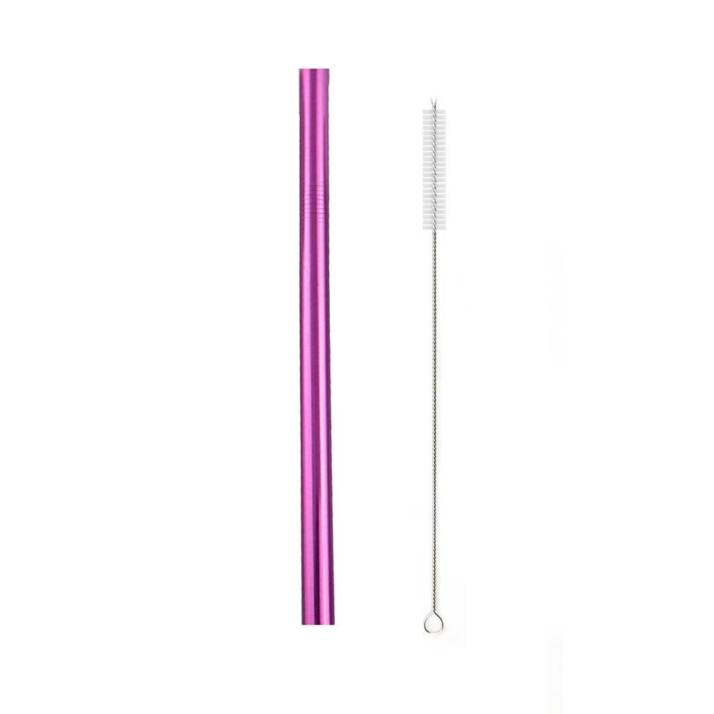 JANKNG 12mm Extra Wide Straws 10 Colors Bubble Tea Reusable Straws 304 Stainless Steel Milkshake Drinking Pink Green Straw Set: Straight Pink