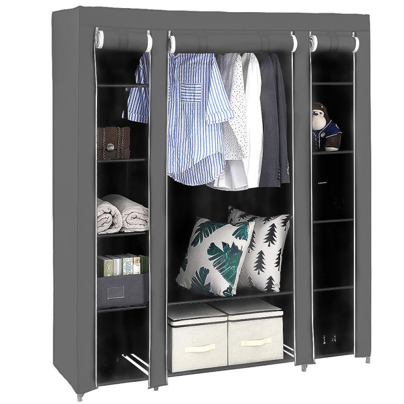 Offre Spéciale Trois-porte vêtement en tissu non tissé Multi-usages penderie tissu Placard Portable Pliant Vêtements Armoire De Rangement Meubles HWC: Default Title