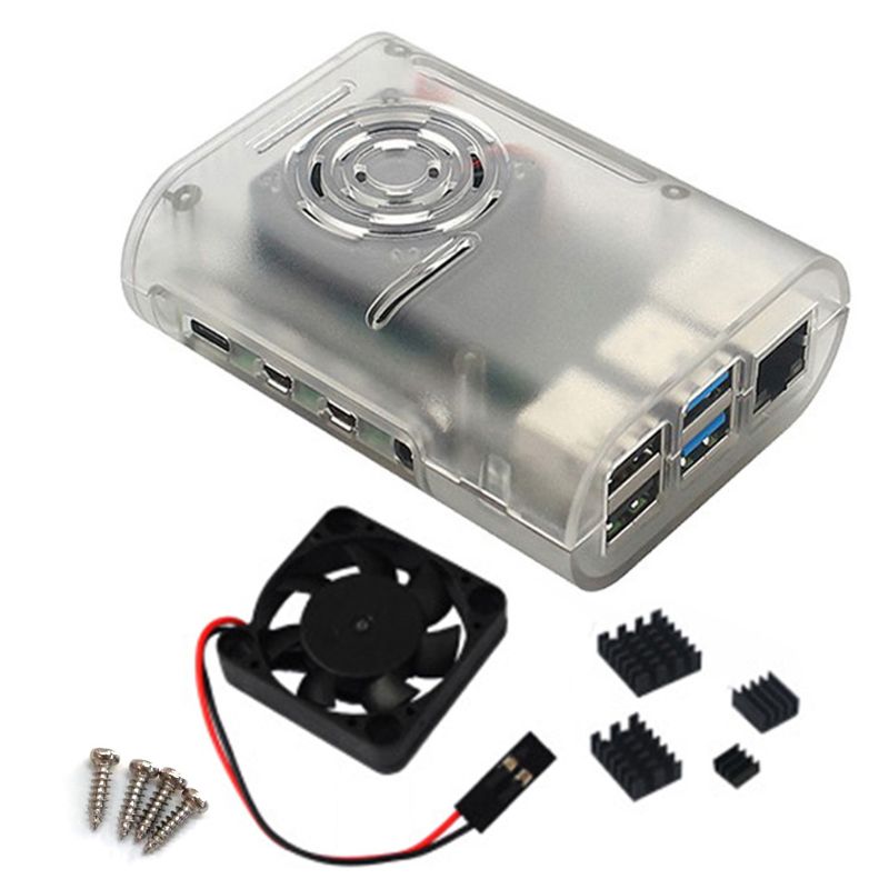 ABS Plastic Case Enclosure with Cooling Fan Heatsinks for Raspberry Pi 4 Model B