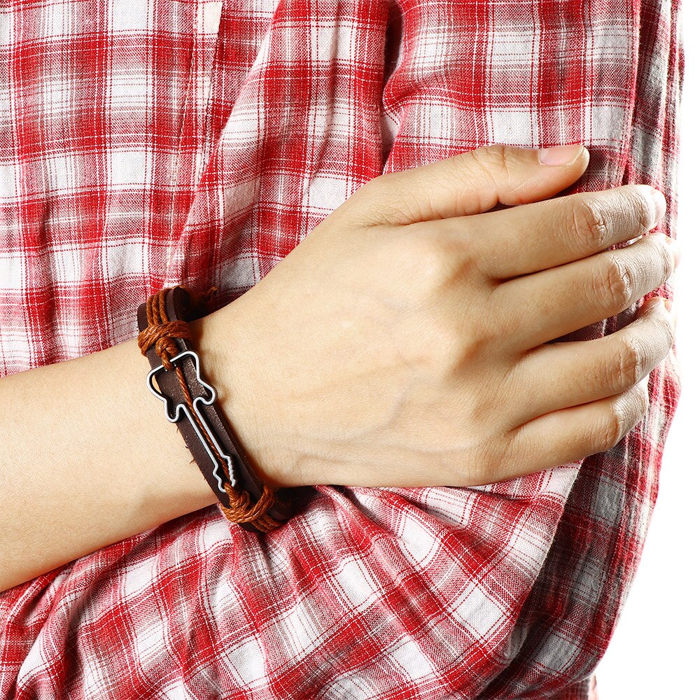 modisch Leder Armbänder Neue Hand gemacht Legierung Hohl Gitarre Charme Armbänder für Männlich Weiblich Armbänder Schmuck