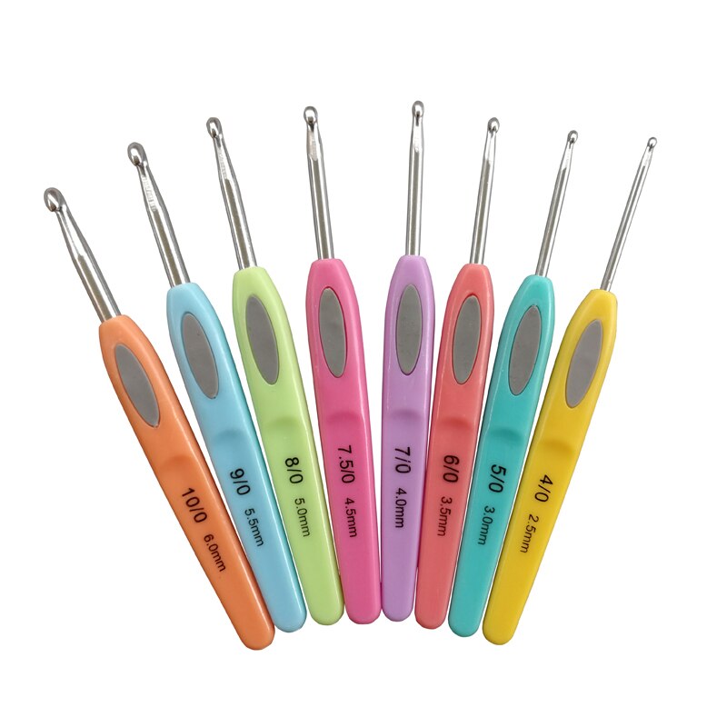 QZLKNIT 16 unids/set 1,0-6,0mm, mango de plástico clásico, conjunto de ganchillo de aluminio con bolsa, herramientas de costura de aguja de tejer DIY