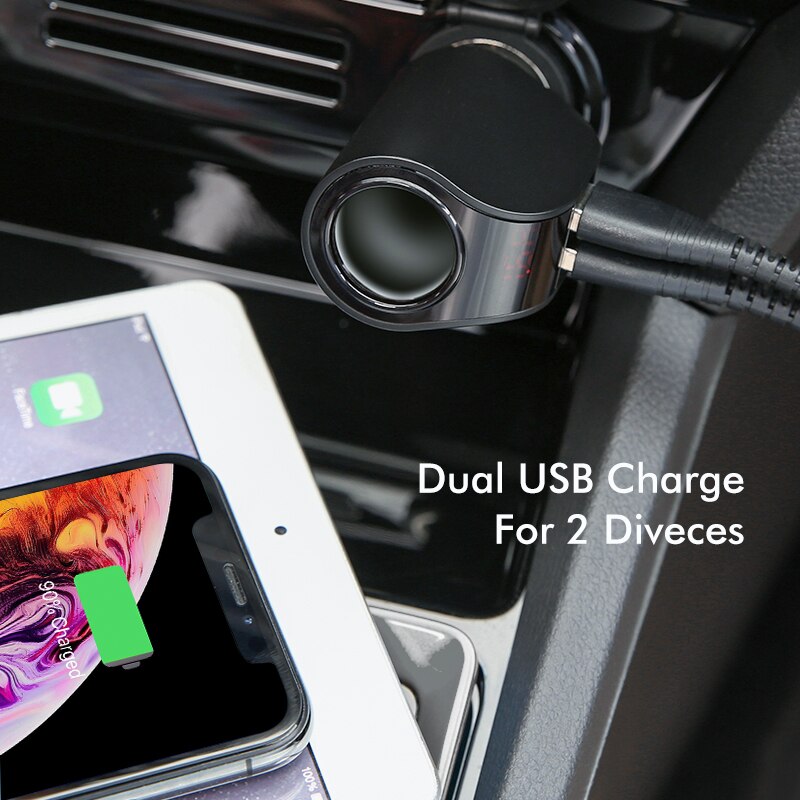 FLOVEME Dual USB Car Charger with Digital Display GPS Adapter for Xiaomi 12 3.1A Quick Car-charger for iPhone 12 13 Pro Charging