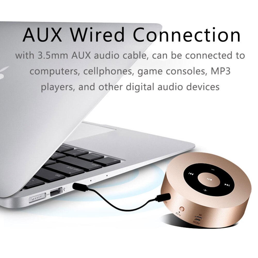 Aimitek A8 Portable Bluetooth Speaker Draadloze Touch Screen Stereo Handsfree Subwoofer MP3 Speler Met Mic Tf Card Slot Aux-in
