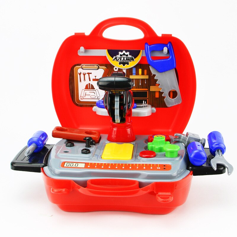 Kinder Pretend Spielen Spielzeug Kunststoff Realistische Wartung Werkzeuge Spielzeug Kits Jungen Spielhaus DIY Lebensechte Werkzeug Boxen Souptoys