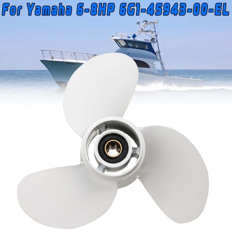 Hélice de barco 6G1-45943-00-El 8 1/2X7 1/2 para Yamaha motor fueraborda 6-8Hp de aleación de aluminio de 3 hojas R rotación 7 Spline Tooths