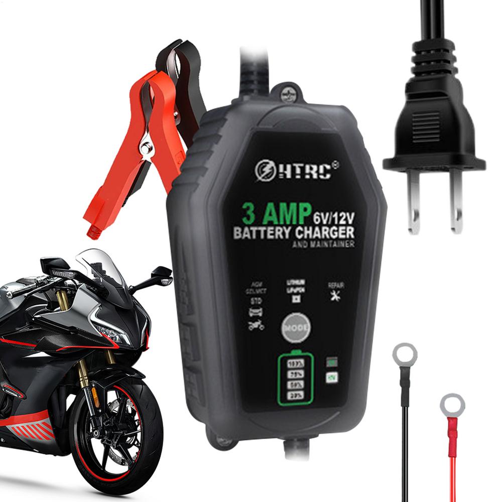 Manutentore batteria per auto Caricabatteria per auto e moto Caricabatterie 3A Caricatore di mantenimento Caricatore automobilistico Controllo pulsante per le aziende: verde