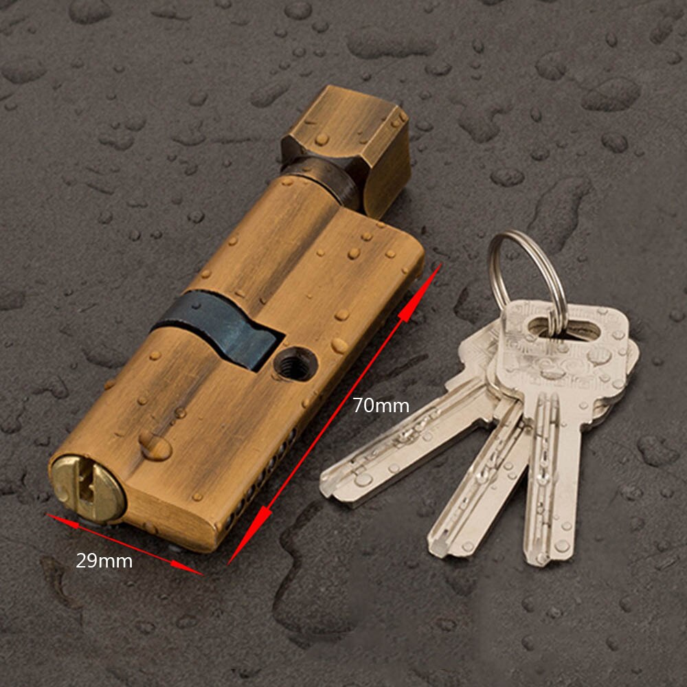 Door Cylinder Lock Biased 70mm 3 Keys Anti-Theft Entrance Brass AB Door Lock Home Security Interior Bedroom Lock Cylinder: Brass