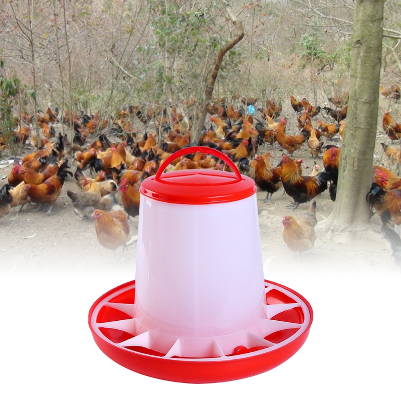 Chick Feeder Automatic Poultry Food Containers for Chickens Geese Ducks Easy to Clean Food Bucket with Handle