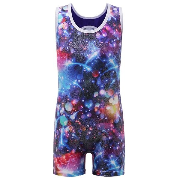 Cute Toddler Girls Athletic Dance Costume Leotards Dress Gymnastics Leotards Acrobatics for Kids Dance Wear Simple Style: B169 Galaxy / 100