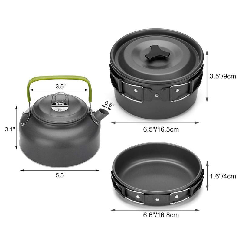 draussen Topf Klassische Zarte Textur draussen Camping Wandern Kochgeschirr Picknick Pfanne Wasserkocher Teekanne Faltbare Gabel Bausatz