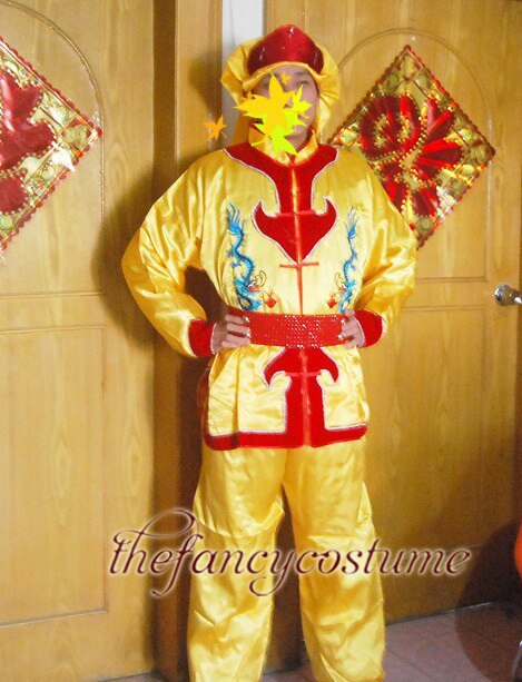 Yellow Chinese Male Dragon Dance Lion Dance Performance Costume Spring Festival Lantern Festival