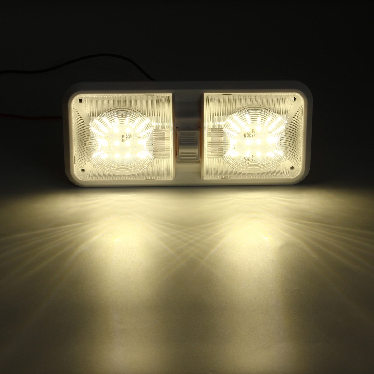 Double Dome Light 12V 48 LED Interior Roof Ceiling Reading For RV Boat For Camper Trailer Plastic 1PC White
