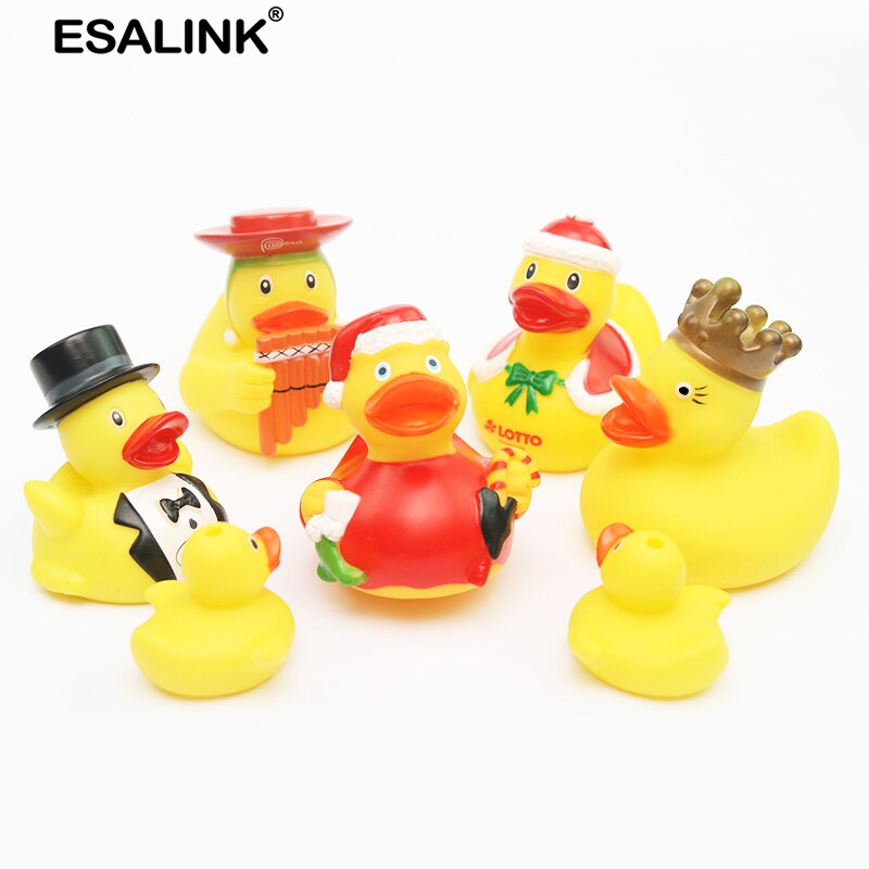 ESALINK 7Pcs 8-10CM Bad Spielzeug Rrubber Ducks Baby Bad Spielzeug 5 Große 2 Kleine Kombination Ente kinder Bad Spielzeug