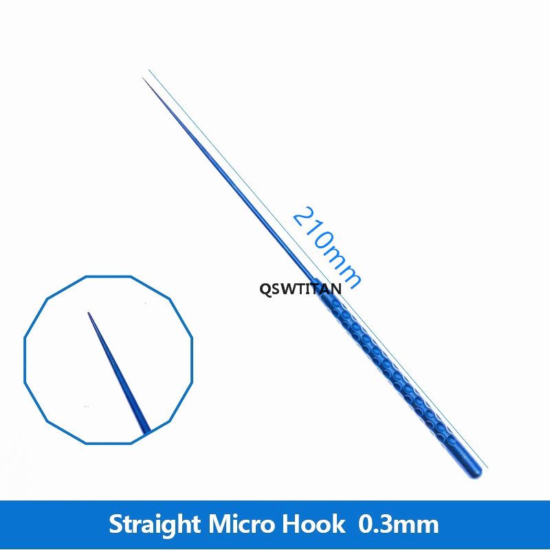 Micro Nerve pull Hook Titanium Micro Spatula Dissectors Micro Curette 21cm Vessel Hook: Hook Straight 0.3mm