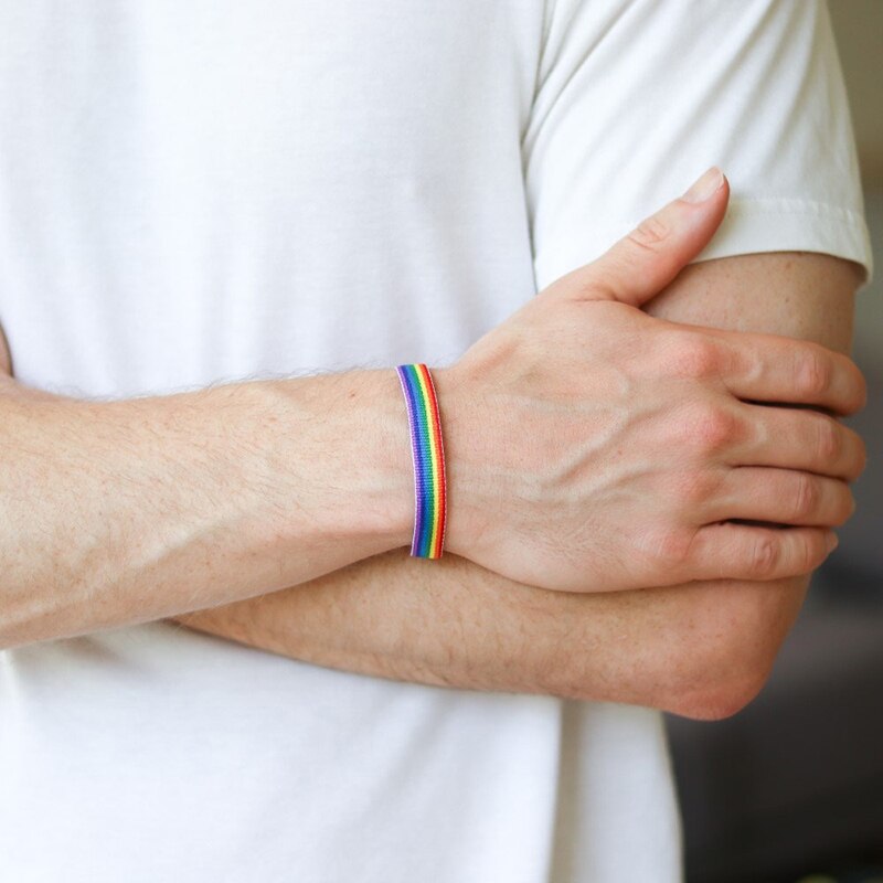 1 Pcs Rainbow Wristband Rainbow Bracelet Versatile Couple Bracelet Wristband For Gay And Lesbian Pride