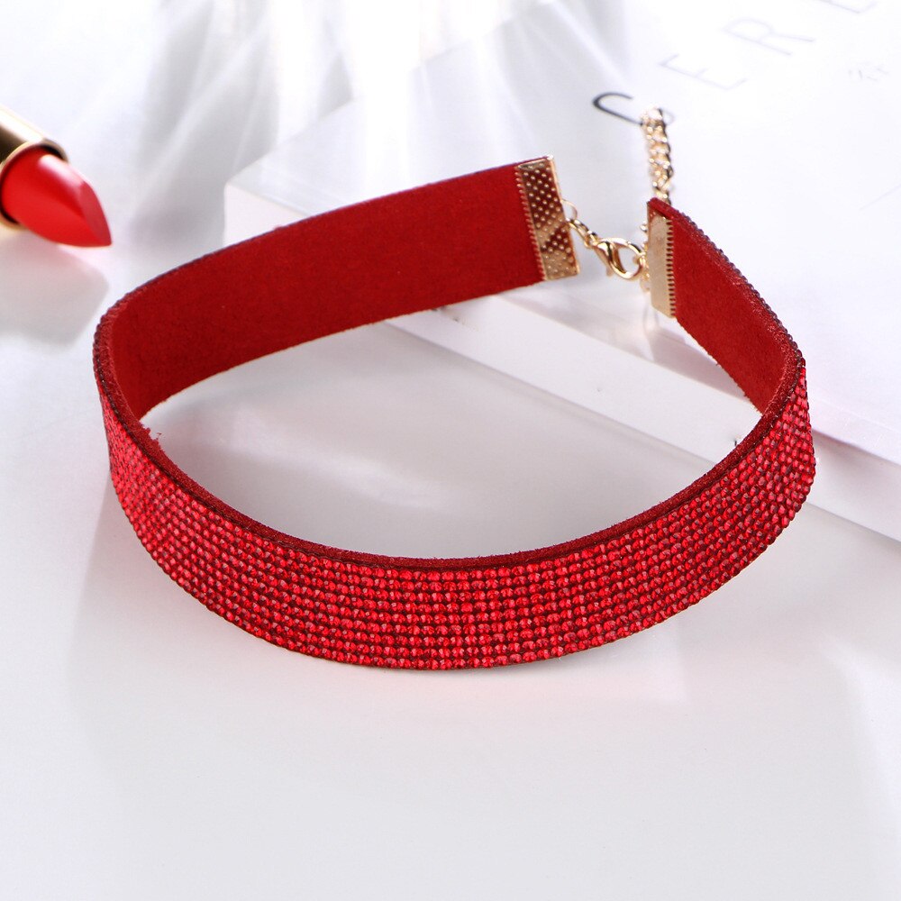 Frauen Halsband Kristall Strass Charme Damen Schmuck Samt Halskette Gold Silber Farben Elegante Frauen Schmuck Bijoux # BC