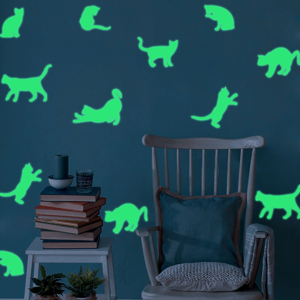 9 Katten Lichtgevende Schakelaar Sticker Speelgoed Mooie Grappige Cartoon Dier Glow In Dark Muursticker Kids Slaapkamer Diy Decoratie Sticker