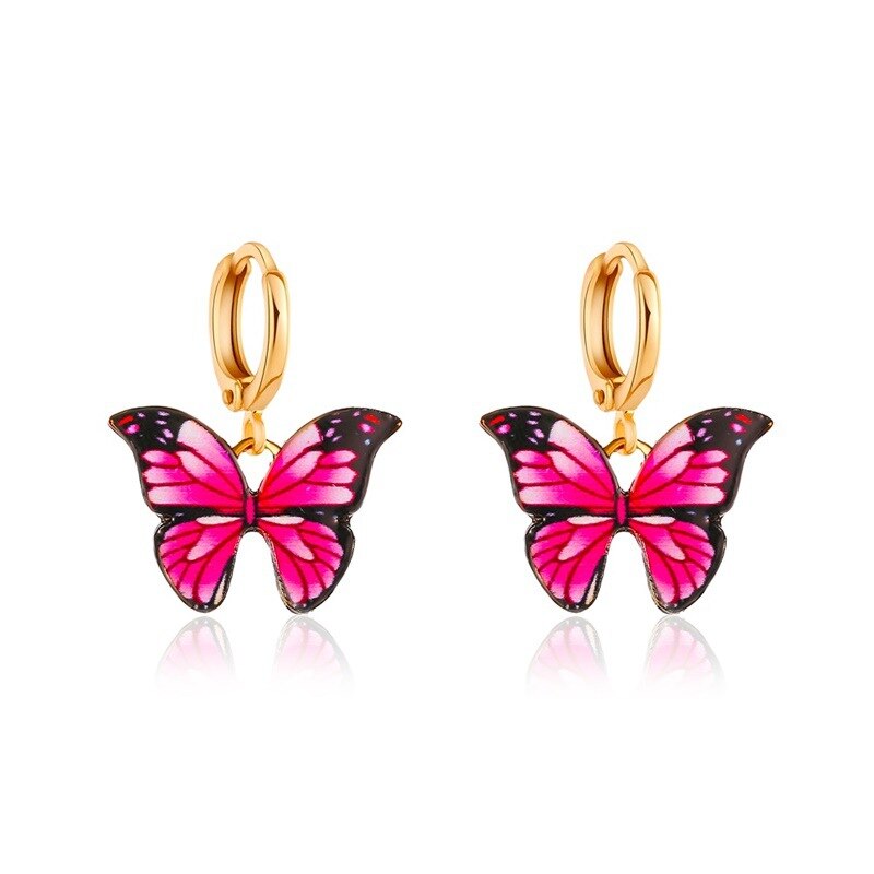 Mooie Dubbele Vlinder Oorbellen Europese Zomer Meisjes Multicolor Grote Ronde Cirkel Gold Hoop Oorbellen Sieraden Voor Vrouwen: 10