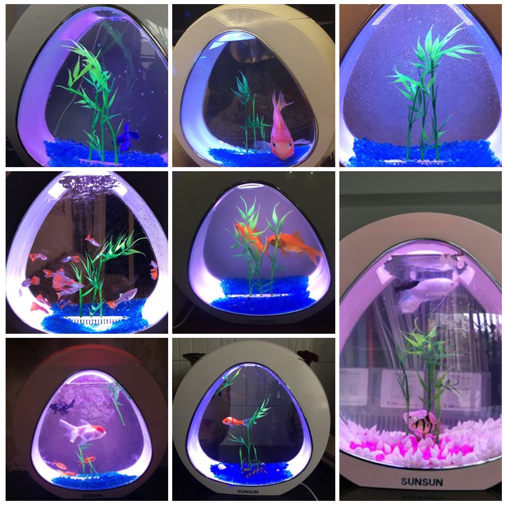 4l økologi fisk tank integration filter ledet lys system mini nano tank kontor desktop akvarium