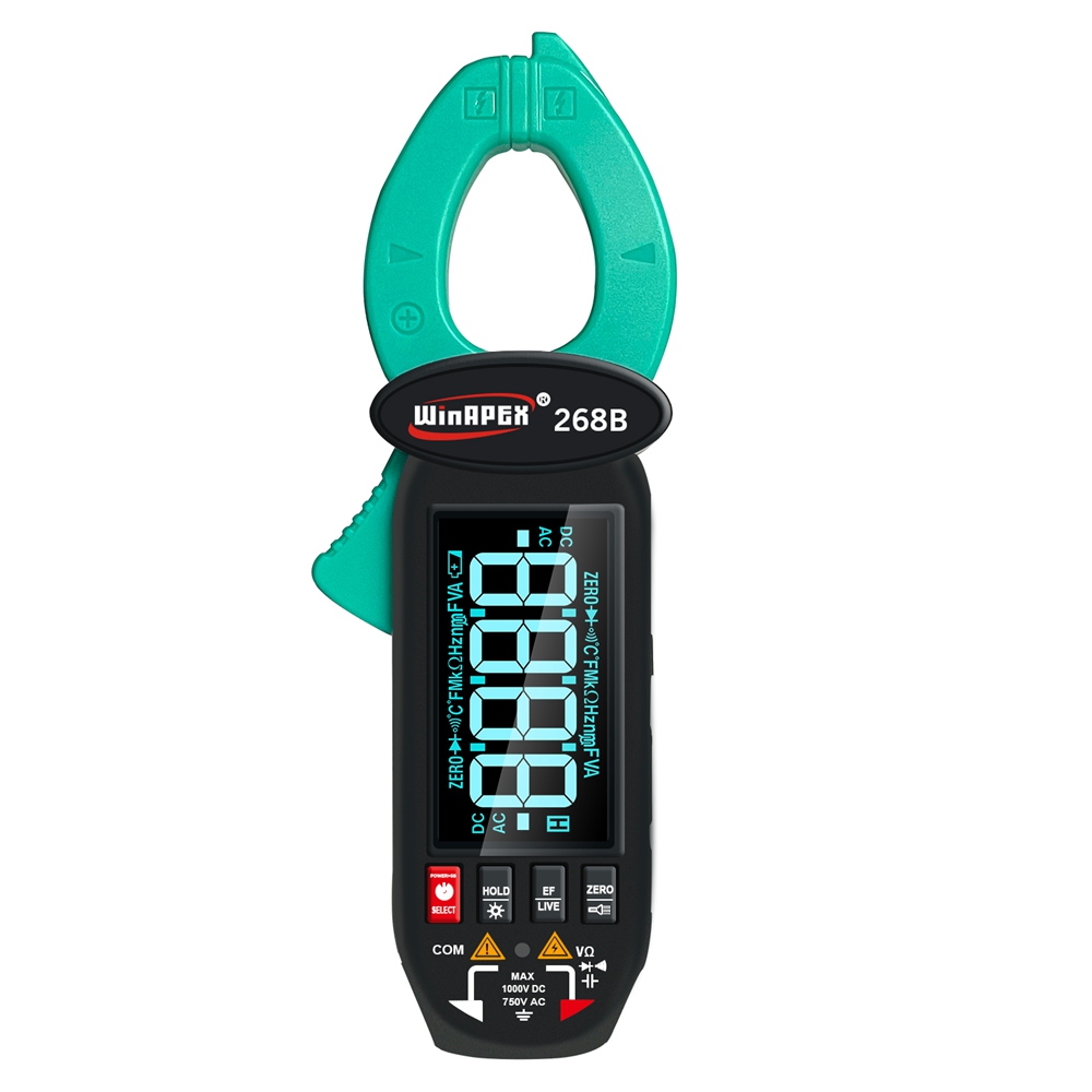 WinAPEX 268B Leakage Current Detect Clamp Meter 0.1mA Precision True RMS Multimeter AC DC 60A Type-C Screen Rotation Clamp Meter