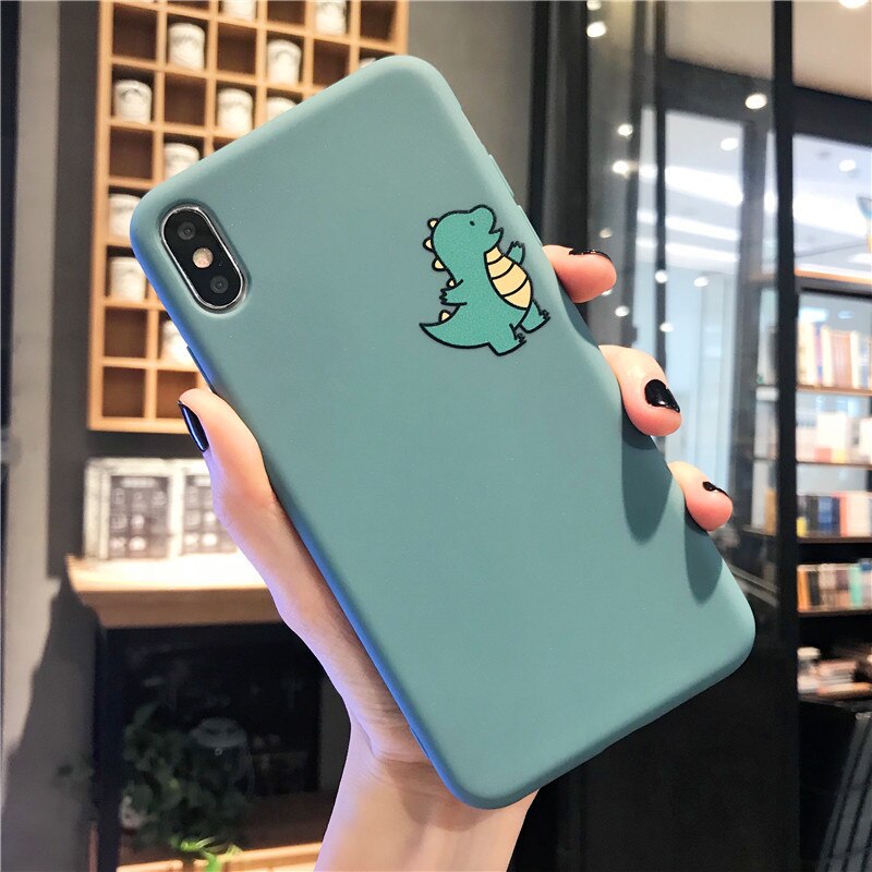 Lovebay Cartoon Lovely Dinosaur Phone Case For iPhone 11 Pro Max X 7 8 8plus XR XS Max 6S 6Plus Covers Soft TPU Candy Color Case