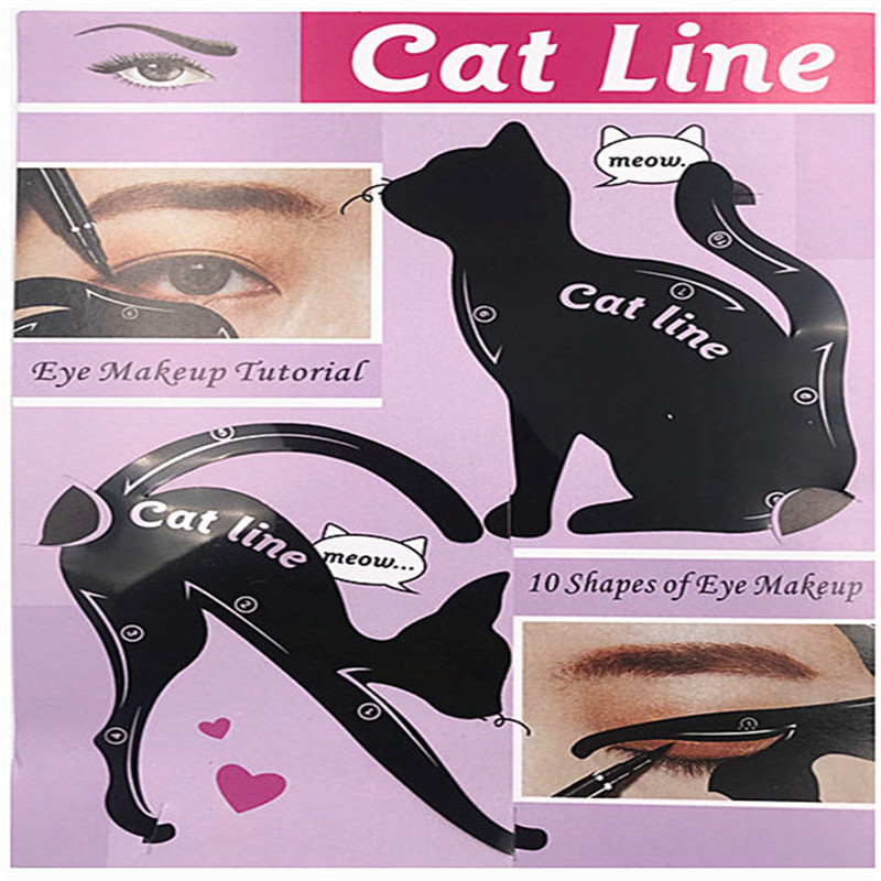 Multifunktion 6 in 1 med makeup katt eyeliner mall 2 st/set cat eye liner snabbverktyg sminkguide nybörjare effektiv