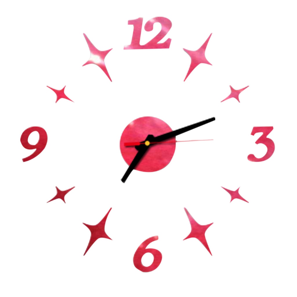 Wandklok Quartz Horloge Reloj De Pared Modern Grote Decoratieve Klokken Europa Acryl Stickers Woonkamer Clok: Rood