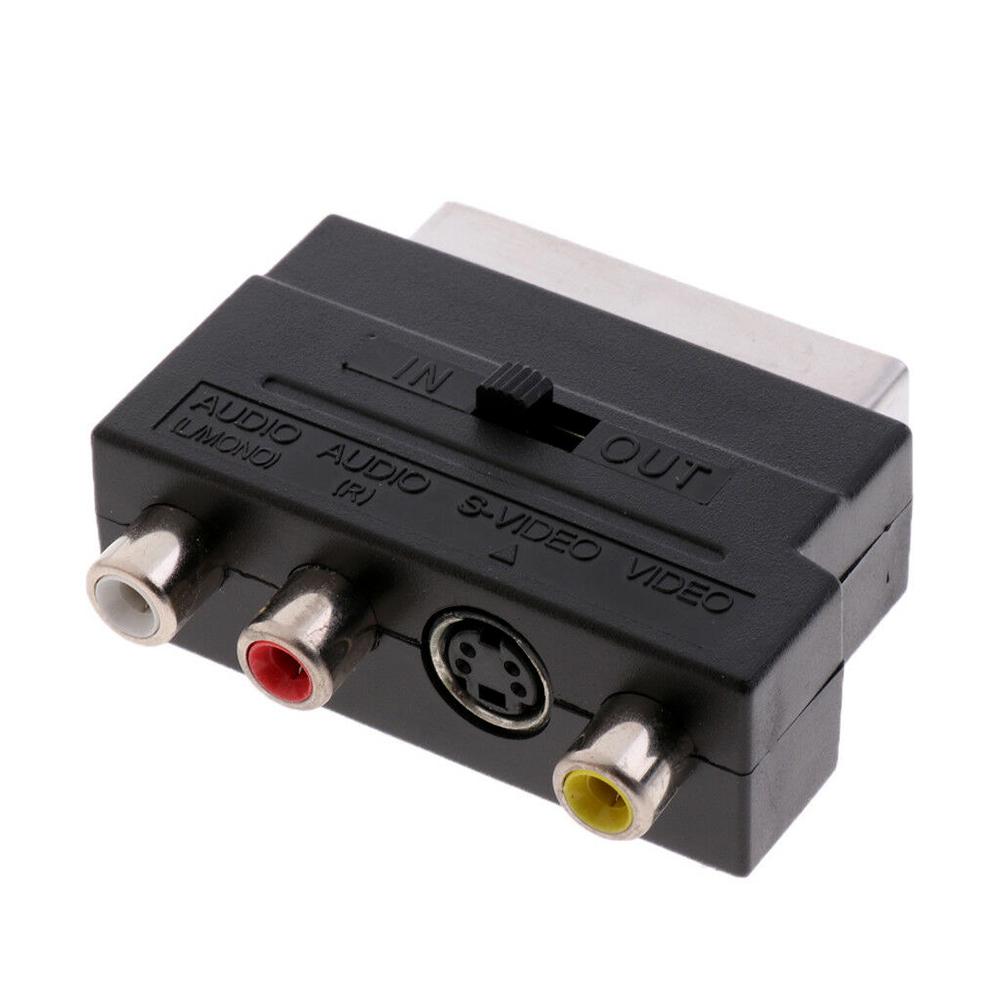 21Pin Scart Adapter Av Blok Naar 3 Rca Phono Composite S-Video Met In/Out Switch Scart Adapter av Blok