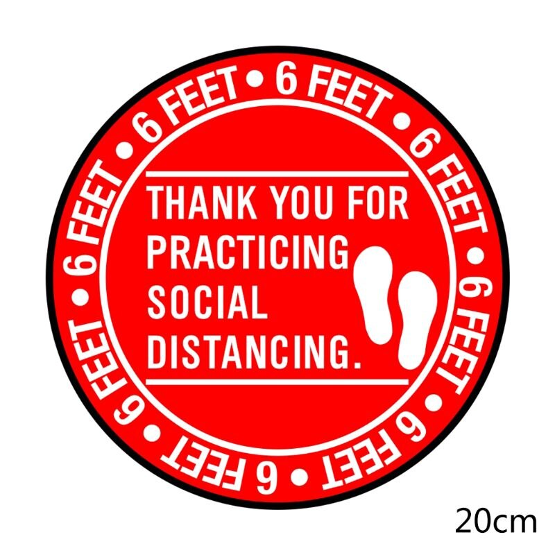 5Pcs Self Adhesive Social Distancing Floor Decals Anti-slip Ground Health Safety Sign Direction Marking Waterproof PVC Stickers: A12