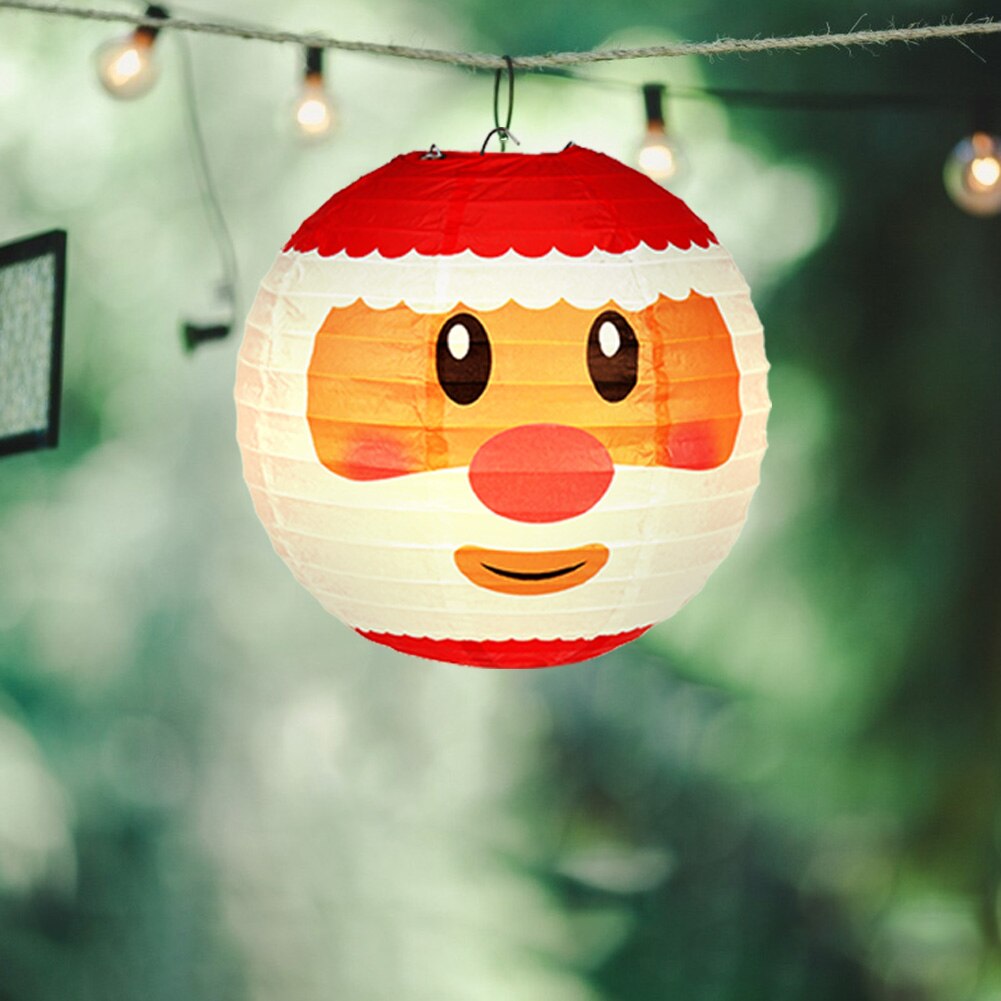 Round Paper Lantern Santa Claus DIY Hanging Ball Lantern Festival Decor Crafts Kids Christmas Decoration for Door