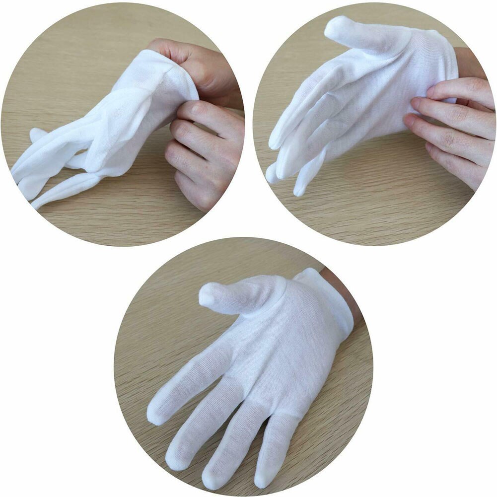 12 Pairs Disposable White Cotton Ceremonial gloves for male female Serving Waiters drivers Jewelry Gloves Green Gardening