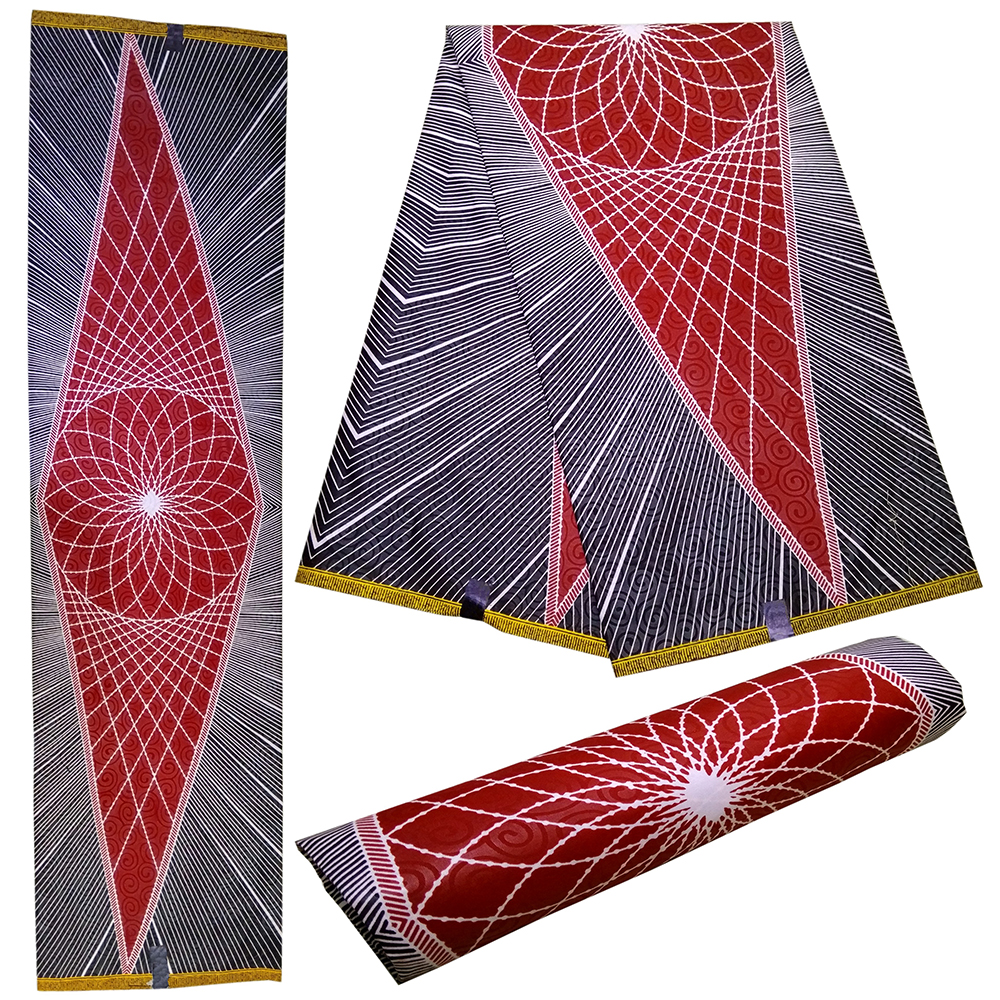 African Fabric African Red Geometric Patterns Black Fabric