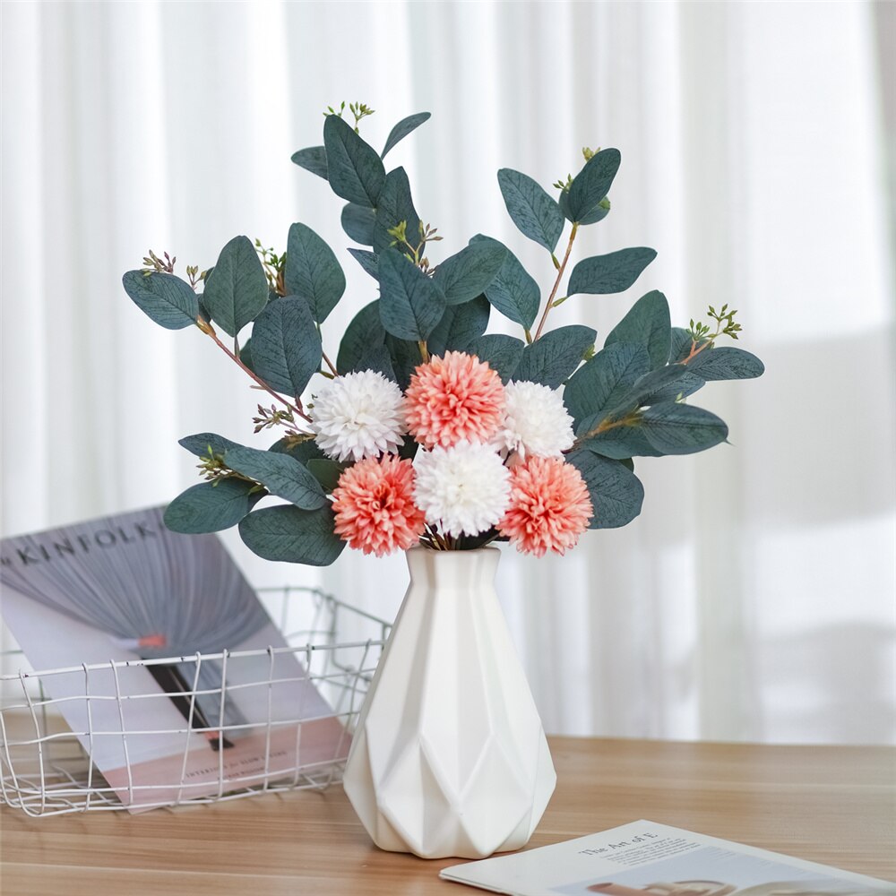 1pc Artificial Flower Simulation Handmade DIY Bouquet Dutch Leaf Bride Dandelion Bridal Bouquet For Home Wedding Vase Decoration: style 5 no vase