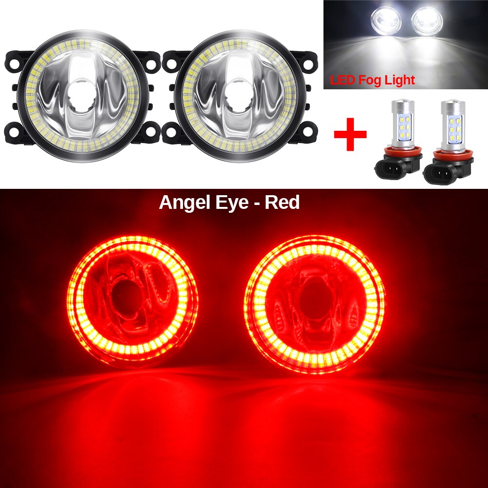 Angel Eye Mistlamp Auto Halo Ring Fog Lamp Drl H11 12V Voor Mitsubishi L200 Pajero Outlander Colt Triton eclipse Endeavor Galant: White and Red