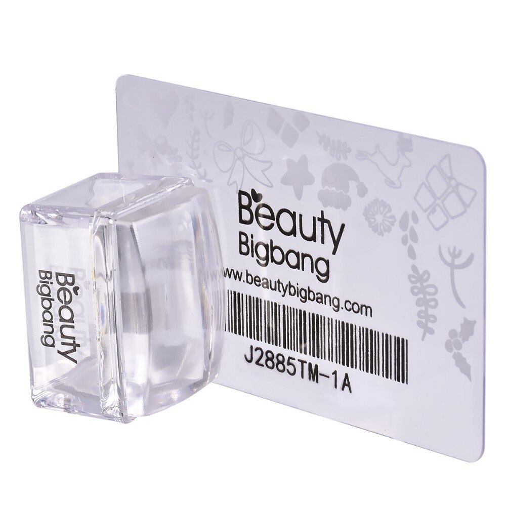 BeautyBigBang Silikon Nagel Stempel Rechteck Dichtung/platte Druck Schaber Klar Griff Stanzen Werkzeug Manikübetreffend Nagel Stempel Bausatz: J6514TM
