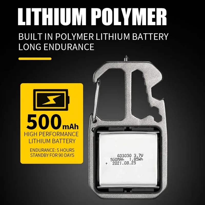 COB-Schlüsselanhänger, Arbeitsleuchte, Taschenlampe mit Batterieanzeige, wiederaufladbar, hohe Lumen, tragbares LED-Licht für Camping, Wandern, Laufen