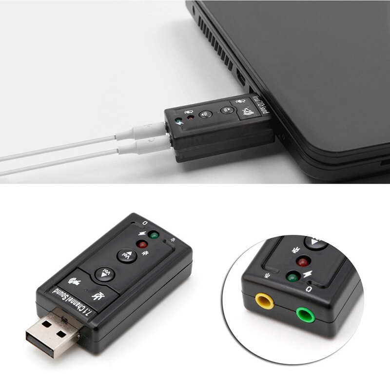 Adaptador de tarjeta de sonido Virtual 3D, 7,1 canales externos, USB 2,0, PC, portátil, negro, M2EC