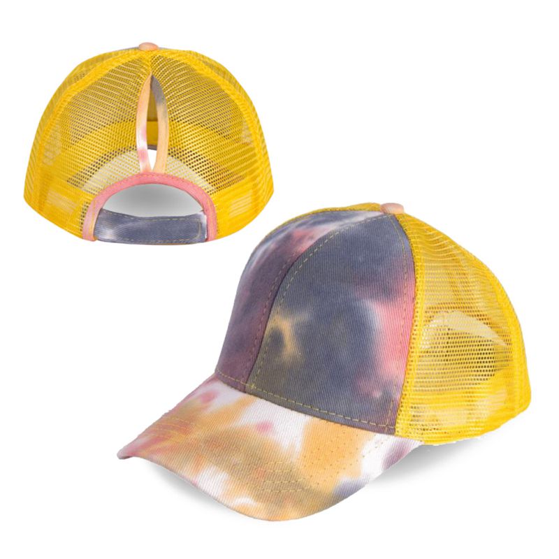 Baseball cap solskærm åndbar bomulds hestehale hat justerbar ryg lukning til rodet høje boller udendørs sport cap w: Y